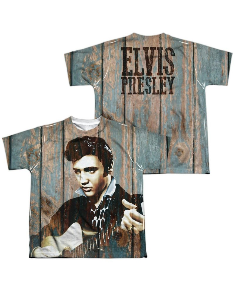 Elvis Presley Youth Shirt | WOODGRAIN (FRONT/BACK PRINT) Sublimated Tee $6.30 Kids