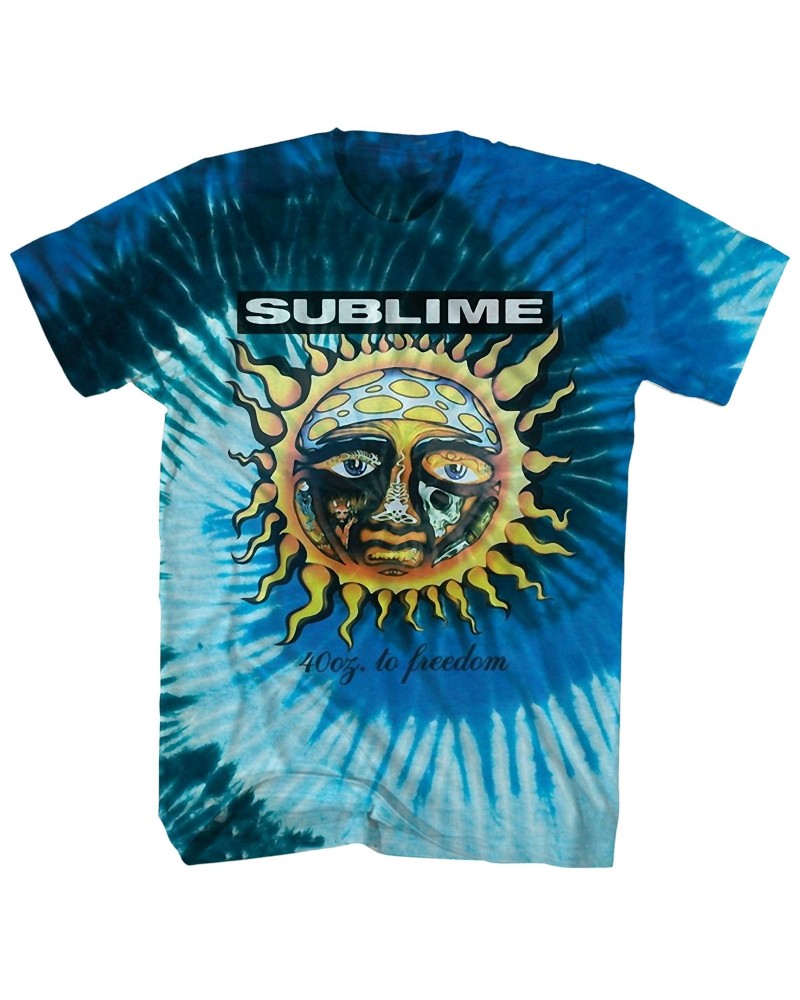 Sublime T-Shirt | 40 Oz. To Freedom Aqua Tie Dye Shirt $12.13 Shirts