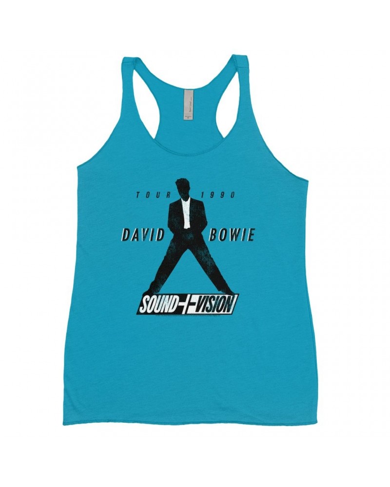 David Bowie Ladies' Tank Top | 1990 Sound + Vision Tour Logo Image Shirt $8.69 Shirts