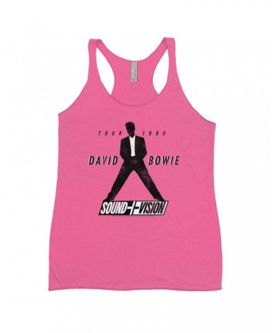 David Bowie Ladies' Tank Top | 1990 Sound + Vision Tour Logo Image Shirt $8.69 Shirts