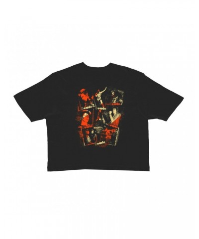 David Bowie Ladies' Crop Tee | Ziggy Stardust Photo Collage Distressed Crop T-shirt $11.32 Shirts