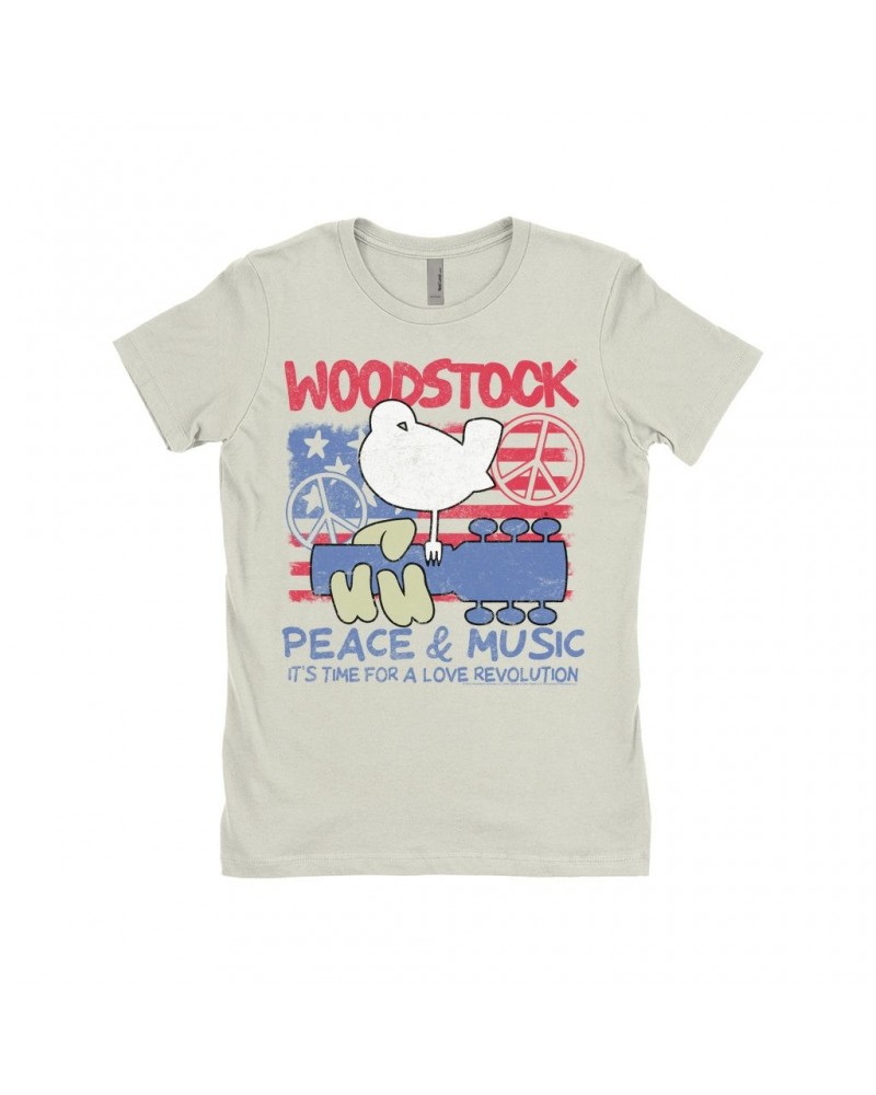 Woodstock Ladies' Boyfriend T-Shirt | Americana Peace & Love Shirt $9.48 Shirts