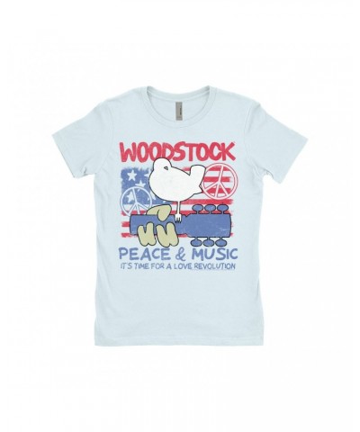 Woodstock Ladies' Boyfriend T-Shirt | Americana Peace & Love Shirt $9.48 Shirts