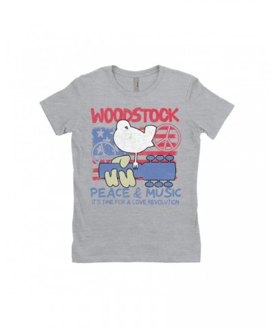 Woodstock Ladies' Boyfriend T-Shirt | Americana Peace & Love Shirt $9.48 Shirts