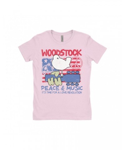 Woodstock Ladies' Boyfriend T-Shirt | Americana Peace & Love Shirt $9.48 Shirts