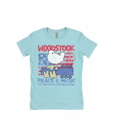 Woodstock Ladies' Boyfriend T-Shirt | Americana Peace & Love Shirt $9.48 Shirts