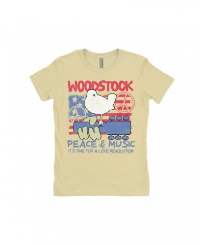 Woodstock Ladies' Boyfriend T-Shirt | Americana Peace & Love Shirt $9.48 Shirts