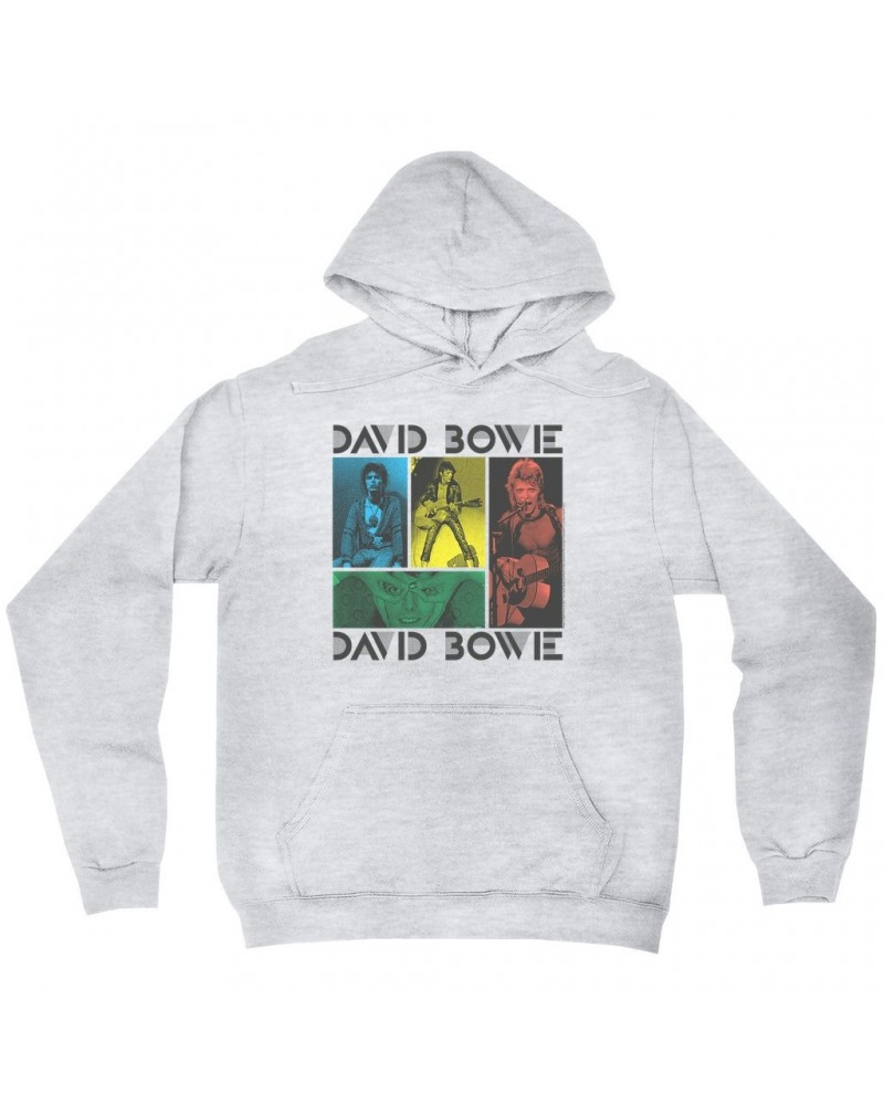 David Bowie Hoodie | Bowie Colorful Photo Collage Hoodie $16.38 Sweatshirts