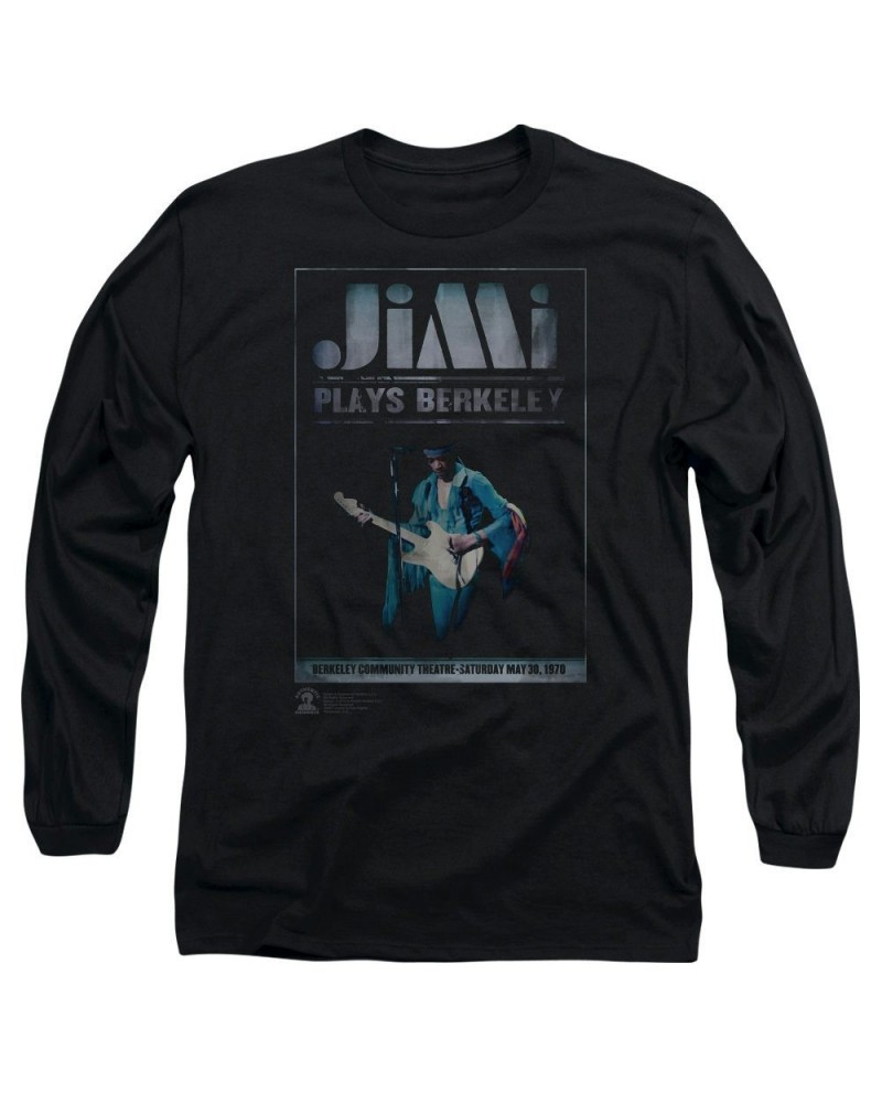 Jimi Hendrix Jimi Plays Poster Long Sleeve T-Shirt $12.25 Shirts