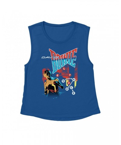 David Bowie Ladies' Muscle Tank Top | Let's Dance Tour Image Shirt $10.54 Shirts