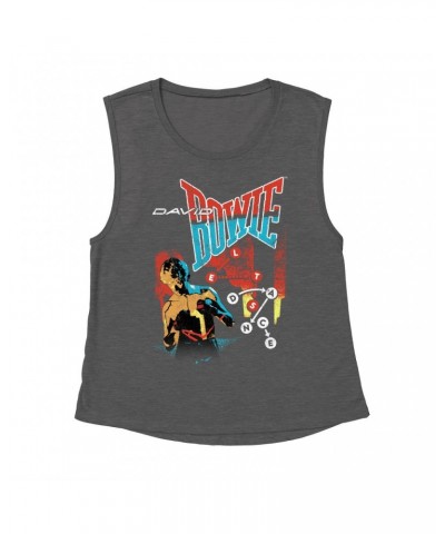 David Bowie Ladies' Muscle Tank Top | Let's Dance Tour Image Shirt $10.54 Shirts