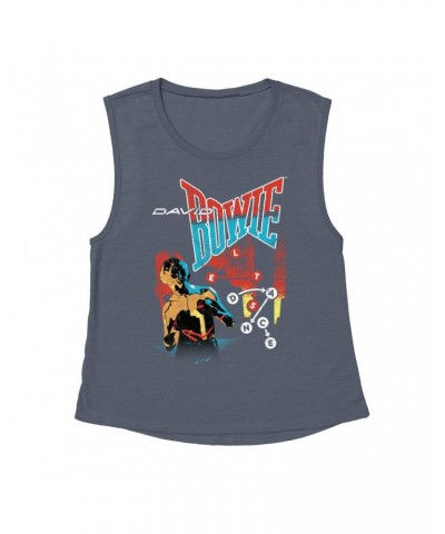 David Bowie Ladies' Muscle Tank Top | Let's Dance Tour Image Shirt $10.54 Shirts