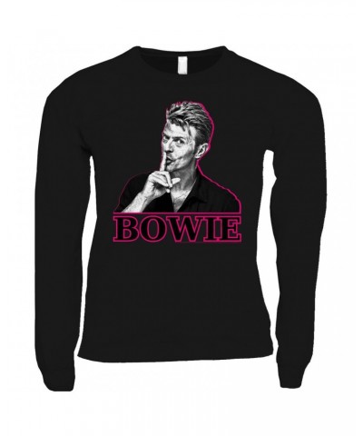 David Bowie Long Sleeve Shirt | Black And White In Pink Photo Shirt $13.48 Shirts