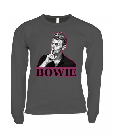 David Bowie Long Sleeve Shirt | Black And White In Pink Photo Shirt $13.48 Shirts