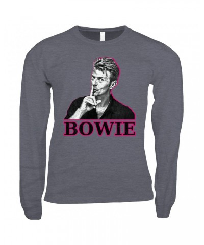 David Bowie Long Sleeve Shirt | Black And White In Pink Photo Shirt $13.48 Shirts