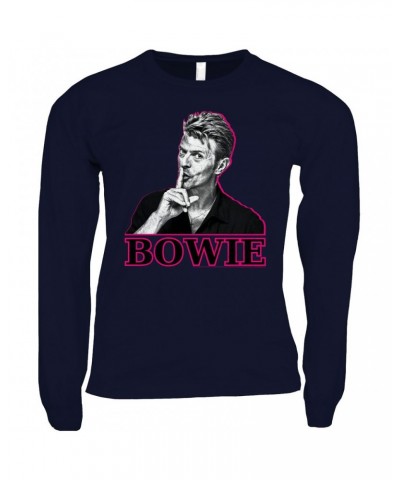 David Bowie Long Sleeve Shirt | Black And White In Pink Photo Shirt $13.48 Shirts