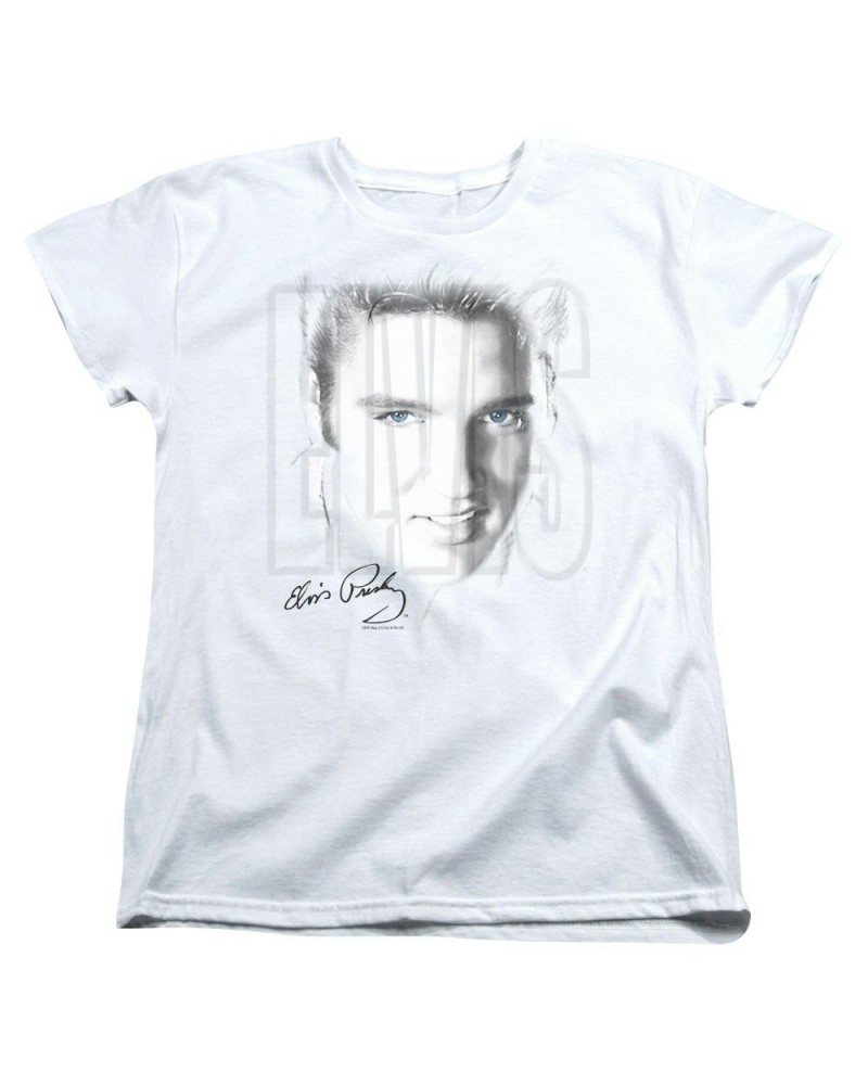 Elvis Presley Women's Shirt | BLUE EYES Ladies Tee $7.38 Shirts