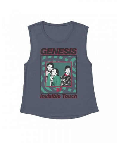 Genesis Ladies' Muscle Tank Top | 1987 Invisible Touch Promo Design Shirt $12.19 Shirts