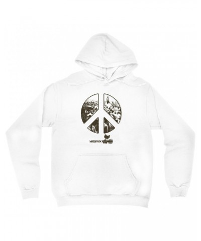 Woodstock Hoodie | Crowd Photo Peace Sign Hoodie $15.18 Sweatshirts