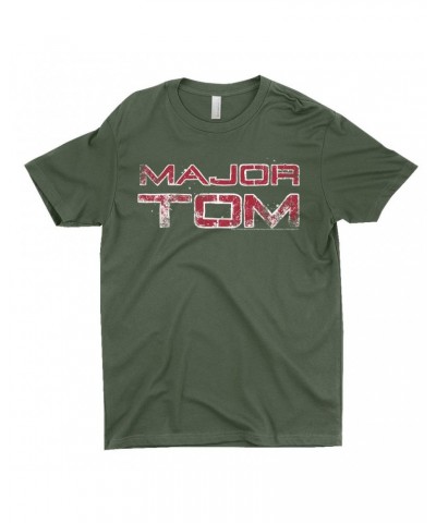 David Bowie T-Shirt | Major Tom White Design Distressed Shirt $12.23 Shirts