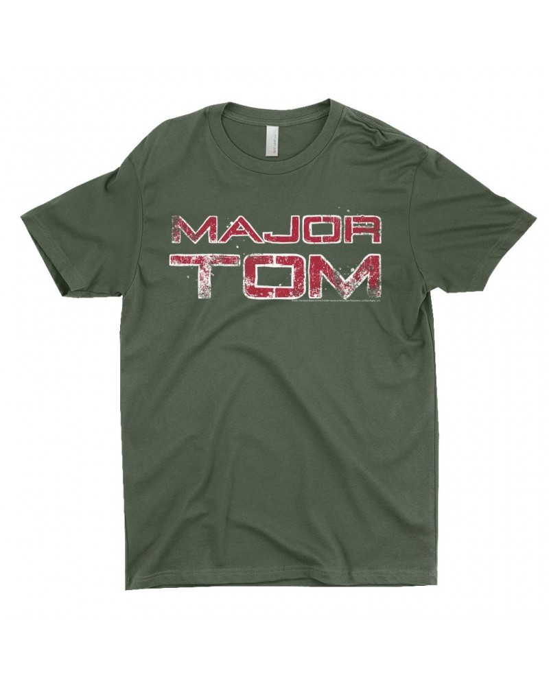 David Bowie T-Shirt | Major Tom White Design Distressed Shirt $12.23 Shirts