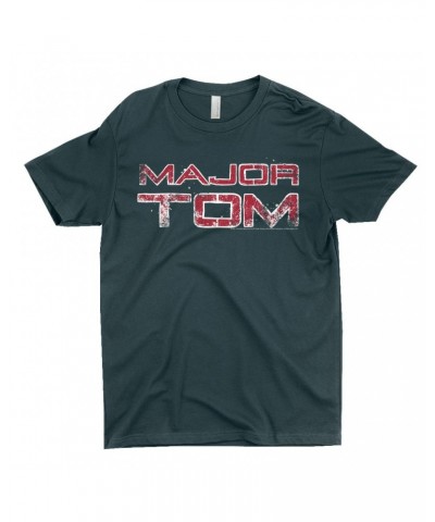 David Bowie T-Shirt | Major Tom White Design Distressed Shirt $12.23 Shirts