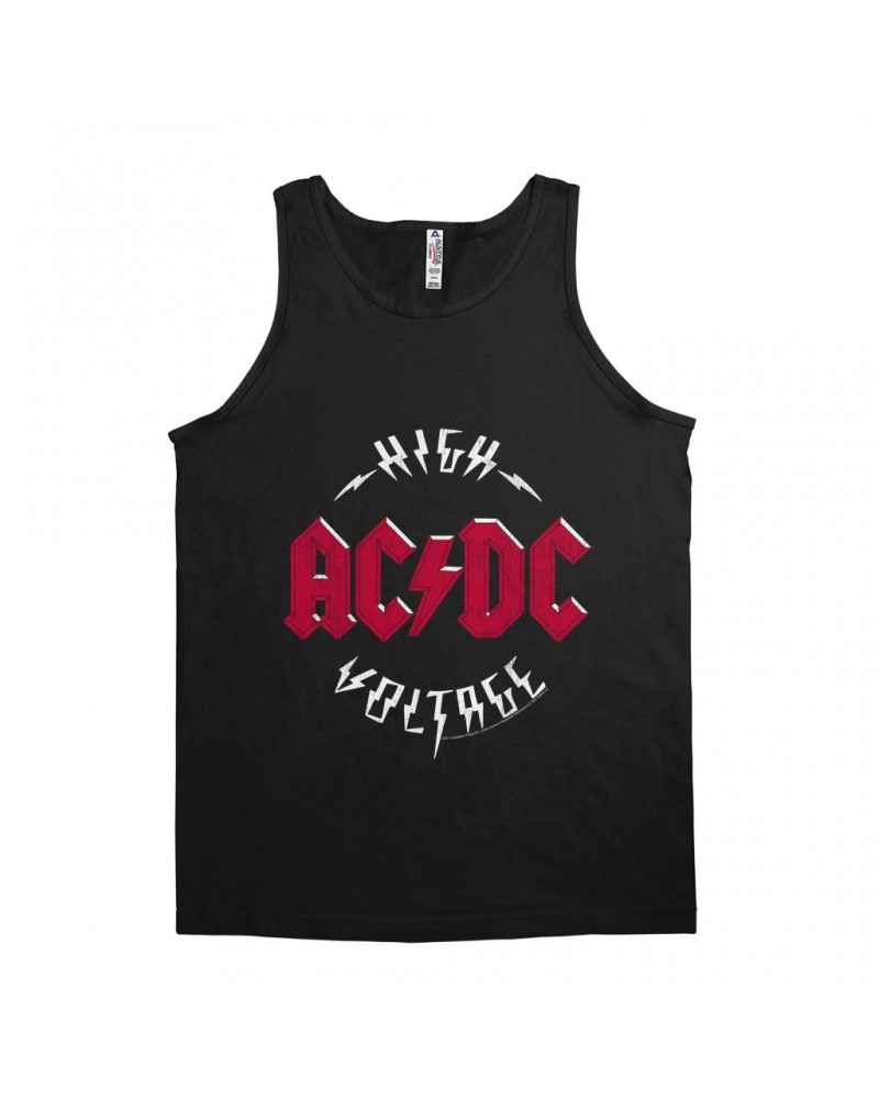 AC/DC Unisex Tank Top | High Voltage Red Logo Distressed Shirt $8.73 Shirts