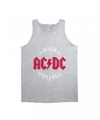 AC/DC Unisex Tank Top | High Voltage Red Logo Distressed Shirt $8.73 Shirts