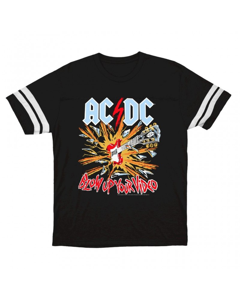 AC/DC T-Shirt | Blow Up Your Video Primary Colors Football Shirt $12.85 Shirts