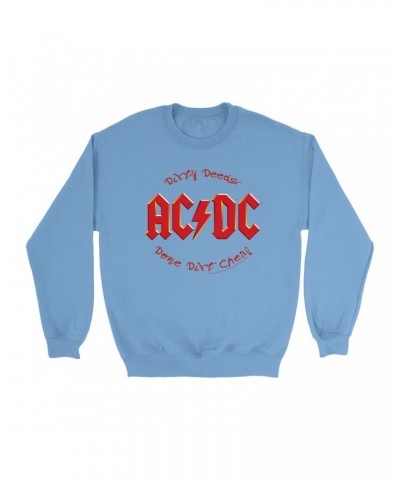 AC/DC Bright Colored Sweatshirt | Dirty Deeds Done Dirt Cheap Script Design Sweatshirt $16.08 Sweatshirts