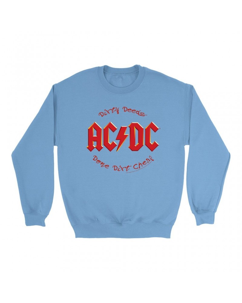 AC/DC Bright Colored Sweatshirt | Dirty Deeds Done Dirt Cheap Script Design Sweatshirt $16.08 Sweatshirts