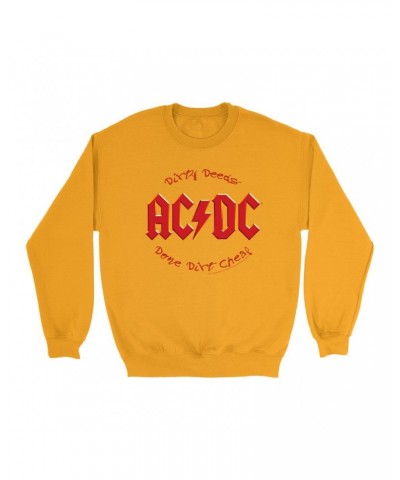 AC/DC Bright Colored Sweatshirt | Dirty Deeds Done Dirt Cheap Script Design Sweatshirt $16.08 Sweatshirts