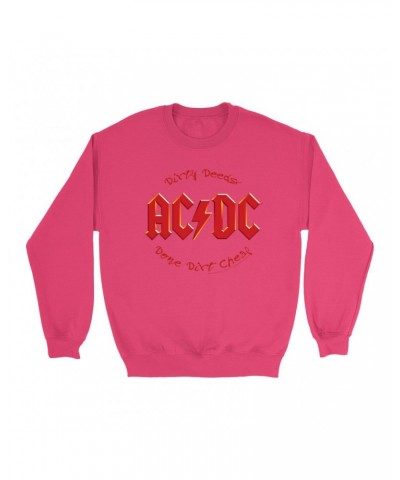 AC/DC Bright Colored Sweatshirt | Dirty Deeds Done Dirt Cheap Script Design Sweatshirt $16.08 Sweatshirts