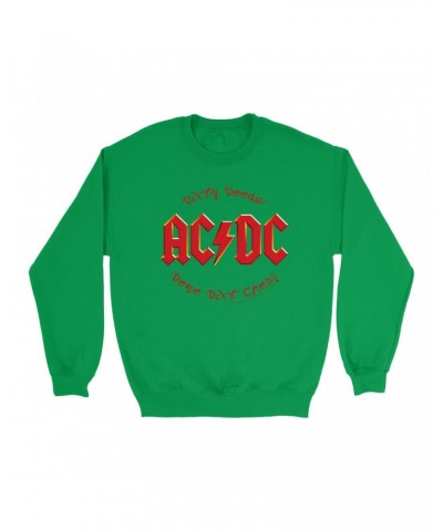 AC/DC Bright Colored Sweatshirt | Dirty Deeds Done Dirt Cheap Script Design Sweatshirt $16.08 Sweatshirts