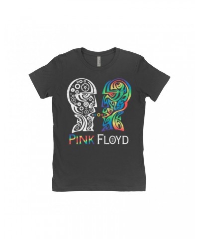 Pink Floyd Ladies' Boyfriend T-Shirt | Division Bell Colorful Tribal Design Distressed Shirt $10.73 Shirts