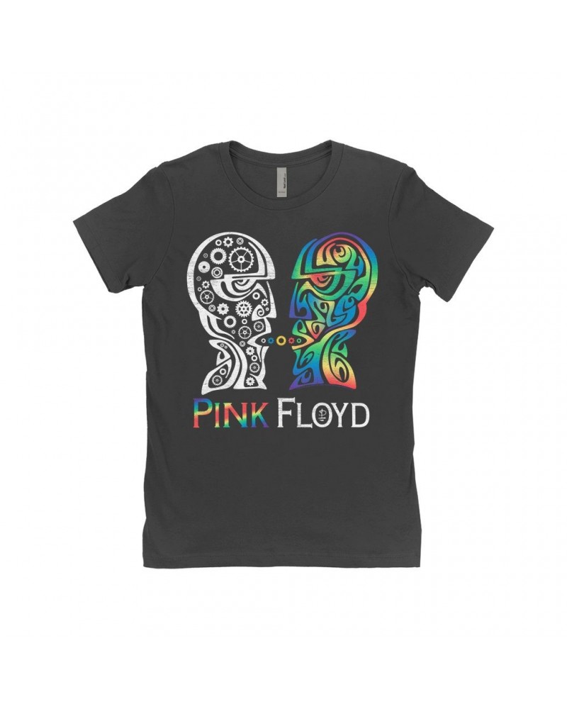 Pink Floyd Ladies' Boyfriend T-Shirt | Division Bell Colorful Tribal Design Distressed Shirt $10.73 Shirts