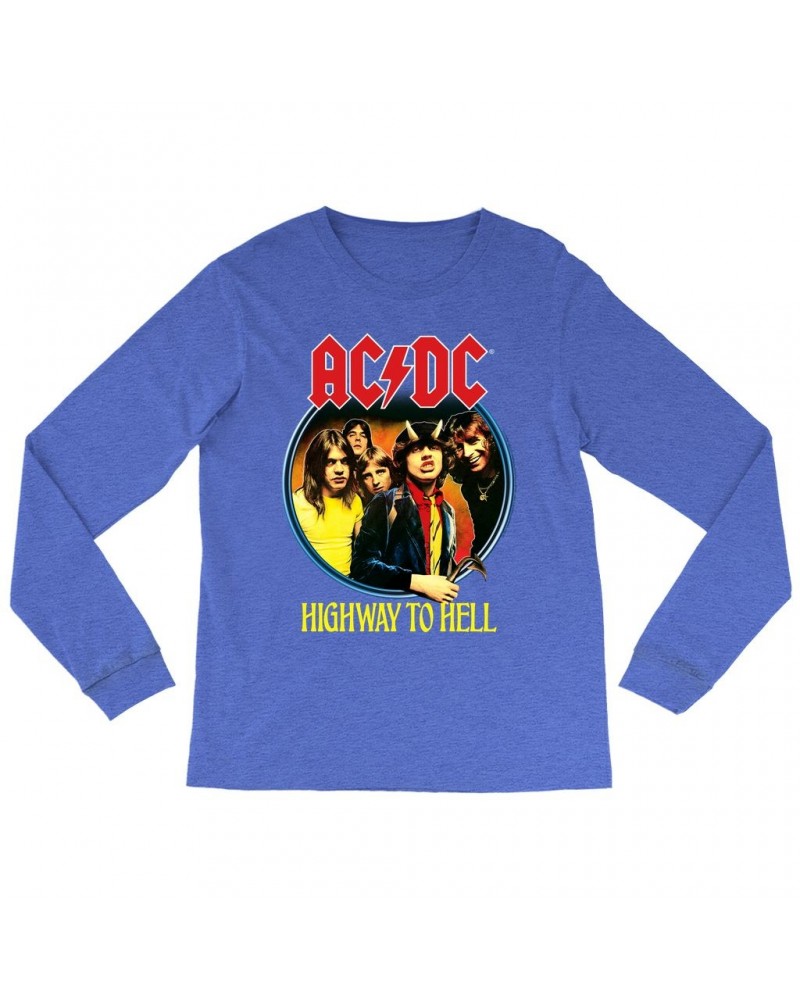 AC/DC Heather Long Sleeve Shirt | Highway To Hell Group Design Shirt $13.18 Shirts