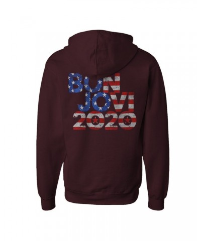 Bon Jovi 2020 Stars & Stripes Maroon Hoodie $19.80 Sweatshirts