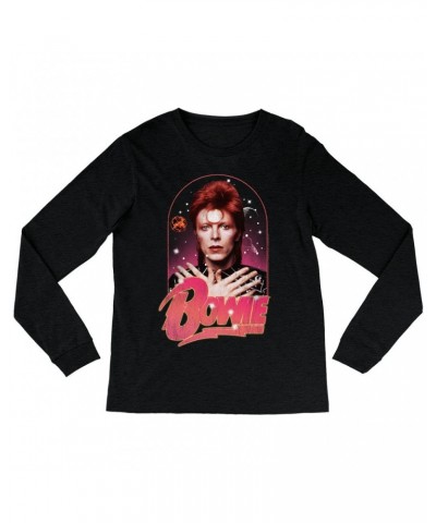 David Bowie Long Sleeve Shirt | Orbit Design Distressed Shirt $11.38 Shirts