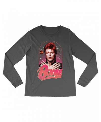 David Bowie Long Sleeve Shirt | Orbit Design Distressed Shirt $11.38 Shirts