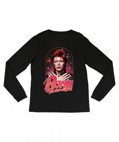 David Bowie Long Sleeve Shirt | Orbit Design Distressed Shirt $11.38 Shirts