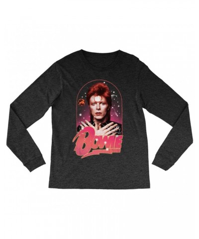 David Bowie Long Sleeve Shirt | Orbit Design Distressed Shirt $11.38 Shirts