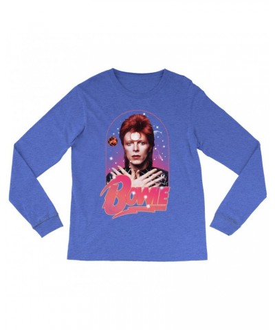 David Bowie Long Sleeve Shirt | Orbit Design Distressed Shirt $11.38 Shirts