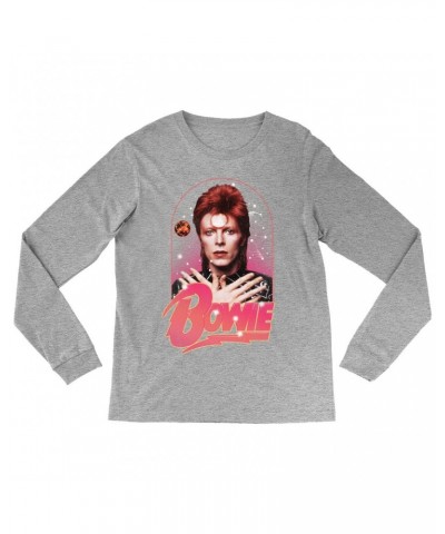 David Bowie Long Sleeve Shirt | Orbit Design Distressed Shirt $11.38 Shirts