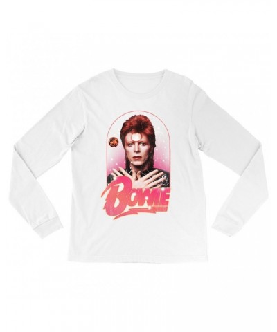 David Bowie Long Sleeve Shirt | Orbit Design Distressed Shirt $11.38 Shirts