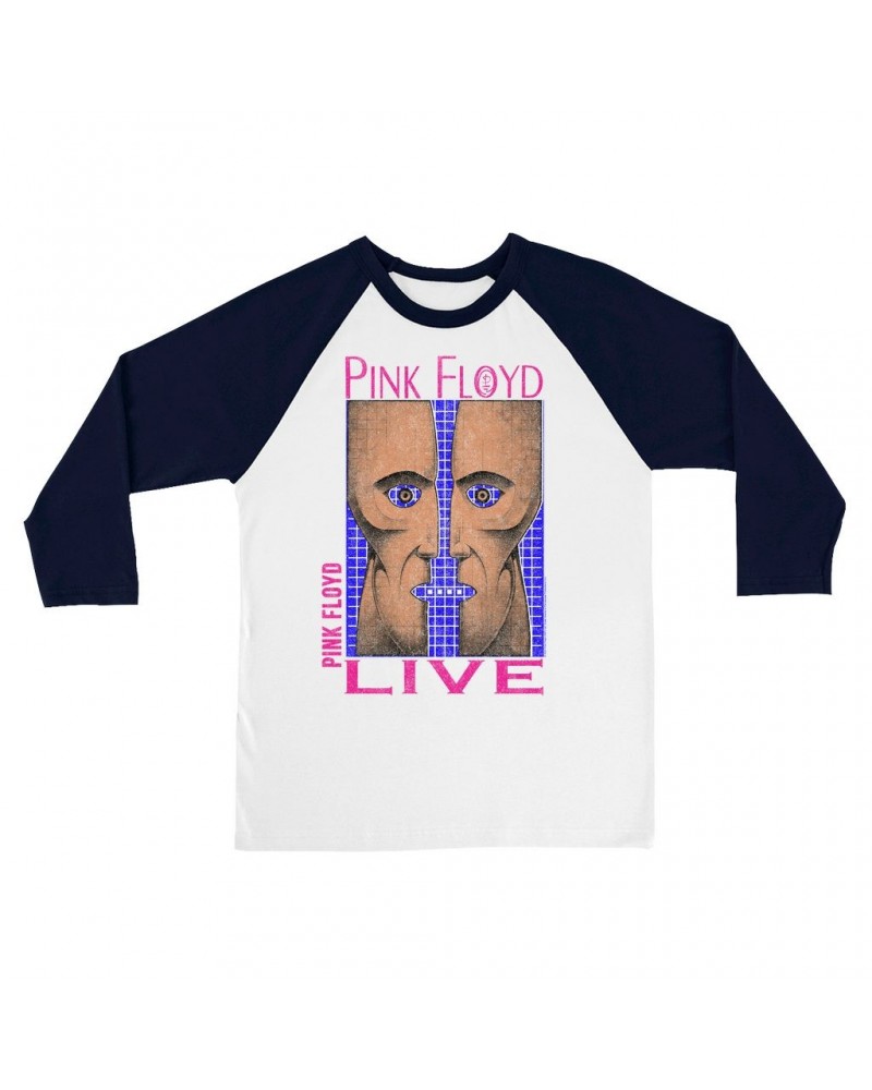 Pink Floyd 3/4 Sleeve Baseball Tee | Neon Blue Pink Division Bell Shirt $14.68 Shirts