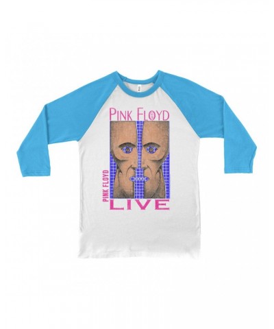 Pink Floyd 3/4 Sleeve Baseball Tee | Neon Blue Pink Division Bell Shirt $14.68 Shirts