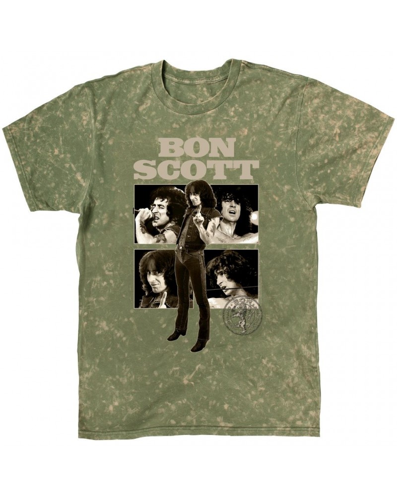 Bon Scott T-shirt | Vintage Photo Collage Mineral Wash Shirt $11.38 Shirts