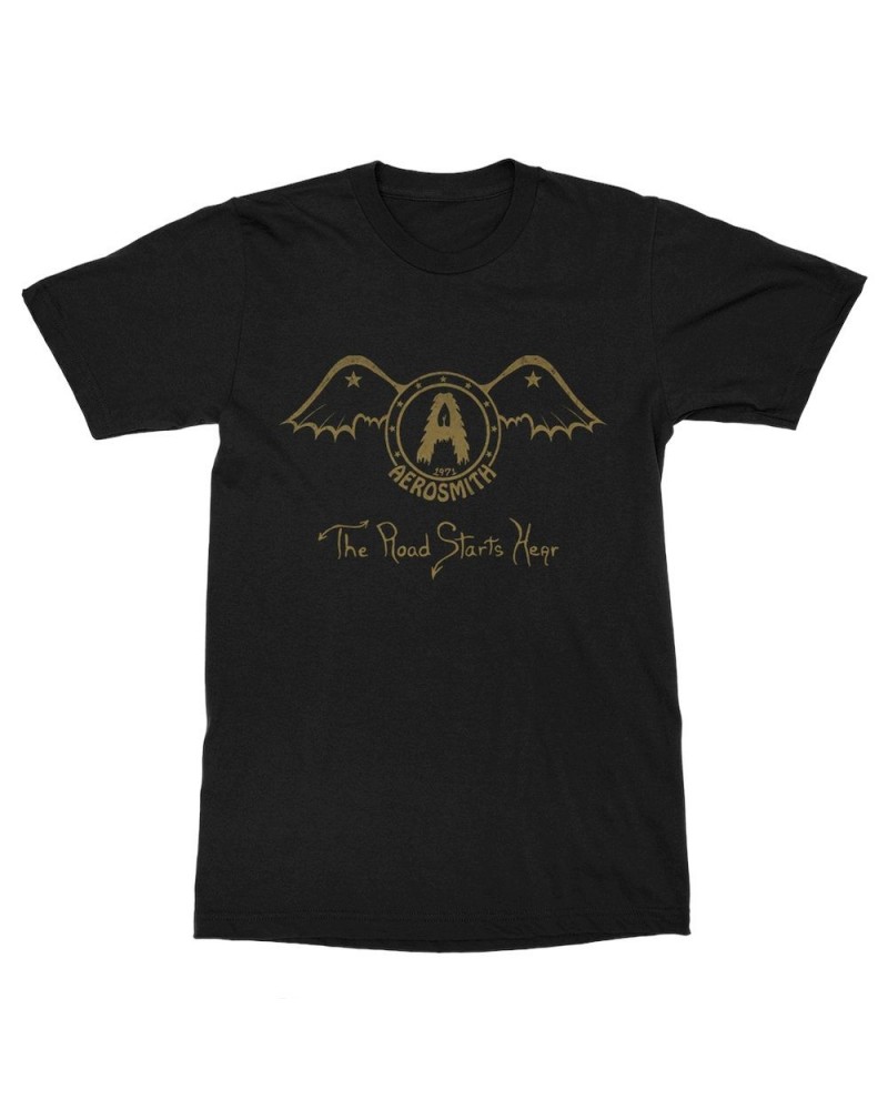 Aerosmith The Road Starts Hear Black T-Shirt $11.40 Shirts