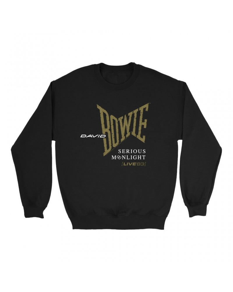 David Bowie Sweatshirt | 1983 Serious Moonlight Tour Logo Sweatshirt $11.88 Sweatshirts